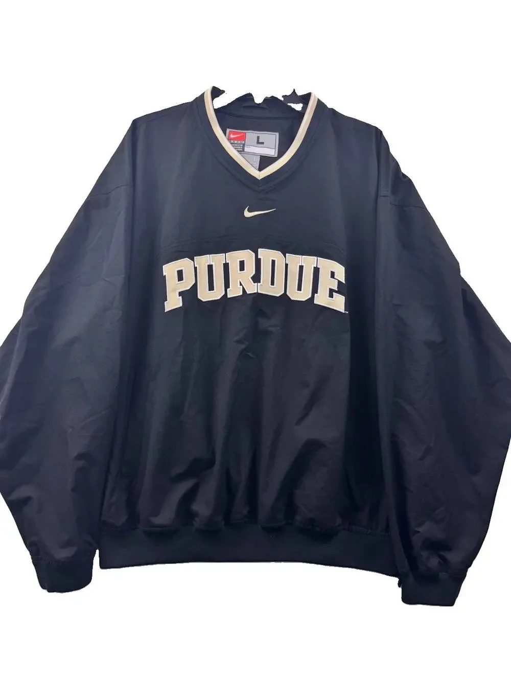 Nike Purdue Boilermakers Pullover V-Neck Sweatshirt Black Gold Men’s Large